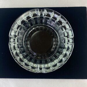 Vintage Heavy Glass Cigar Cigarette Ashtray 6 Inch 4 Rest Round Clear